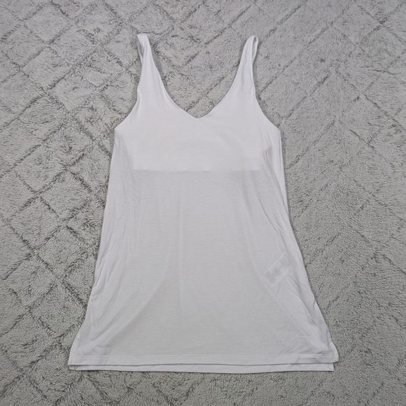 Athleta Shirt Womens XS White Essence Support Tank Top Light Built In Side Slits - Picture 1 of 8